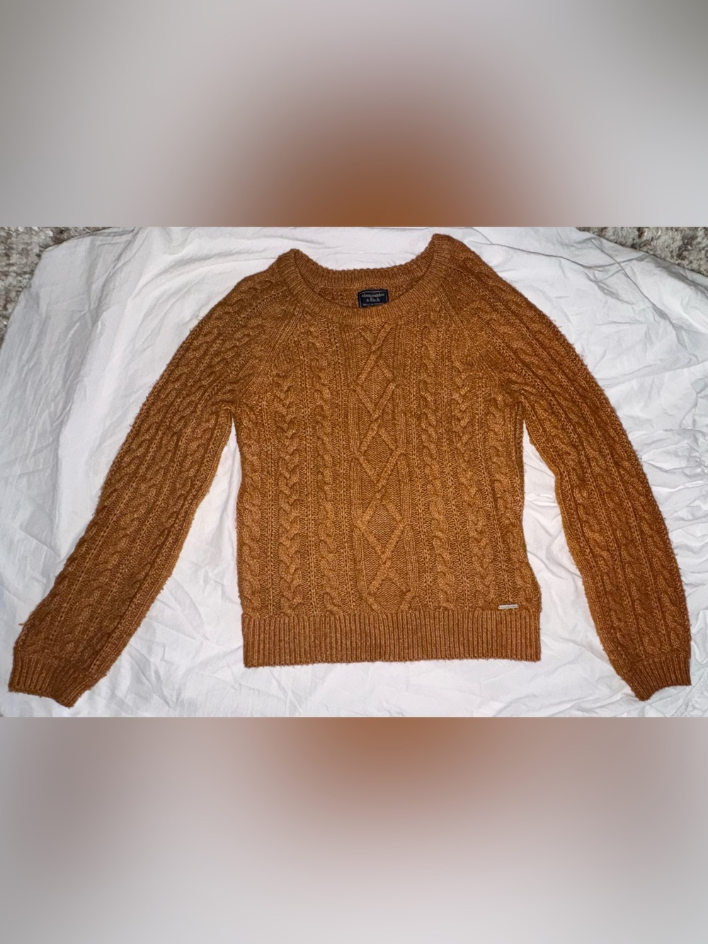 Abercrombie & Fitch Cable Knit Crewneck Sweater Brown M